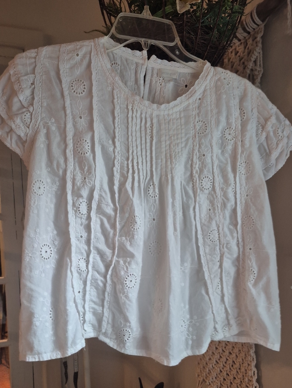 White Eyelet Pintuck Women's Top